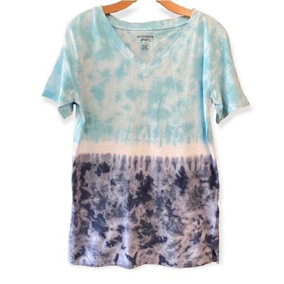 Southern Spirit Sz S Turquoise & Purple Tye-Dye Cotton Short Sleeve T-Shirt - Picture 1 of 9